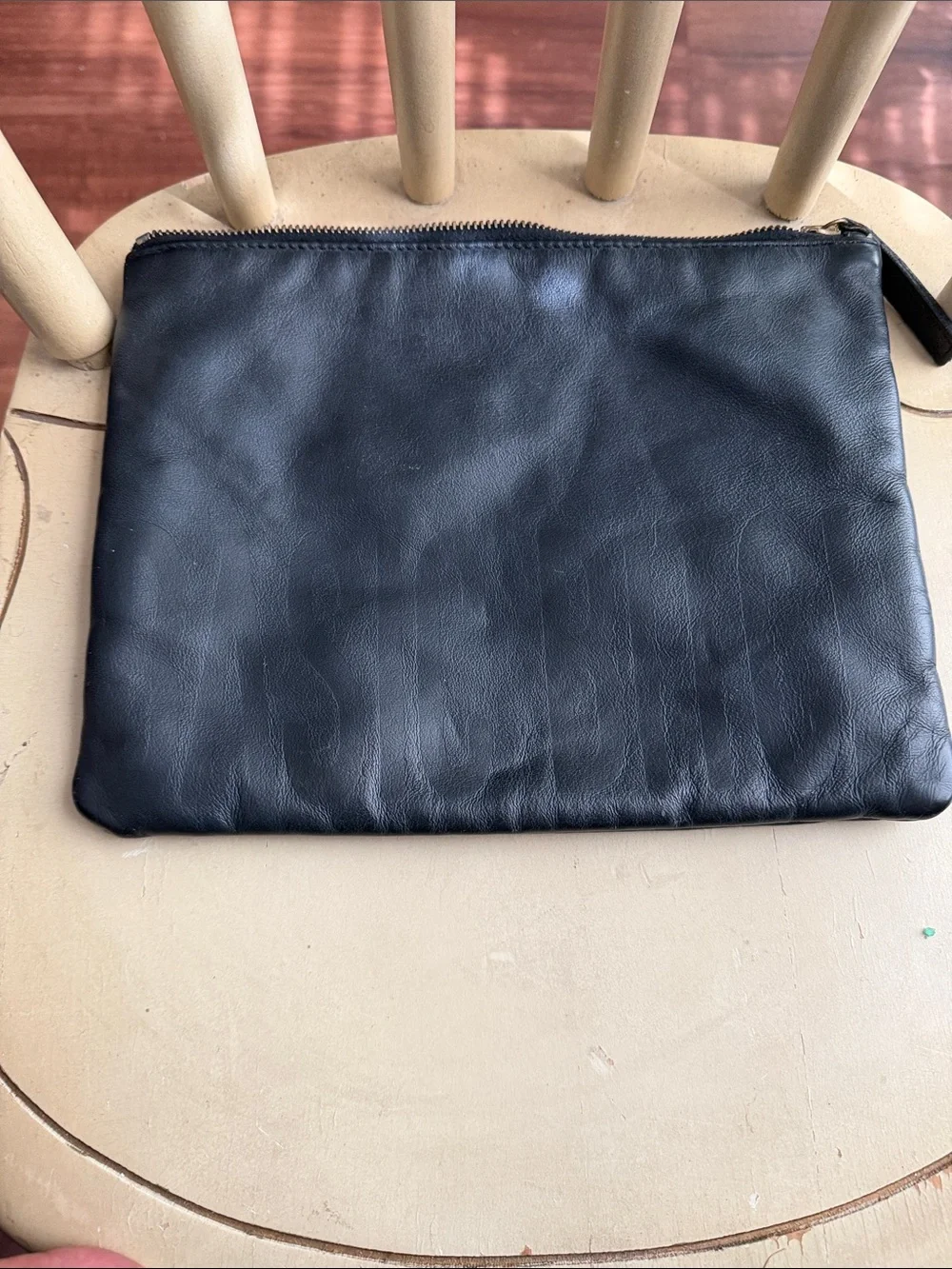 Black Leather Zip Pouch - Women’s Essential Carry